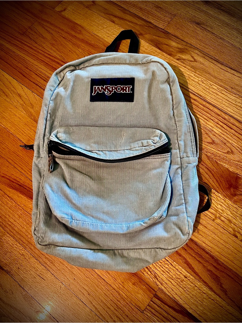JanSport light blue corduroy backpack